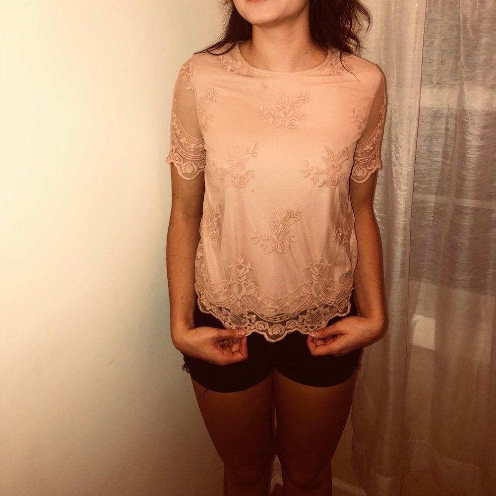 Lacy tab blouse